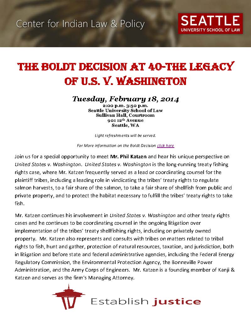 Boldt Decision at 40- U.S. V Washington.Flyer